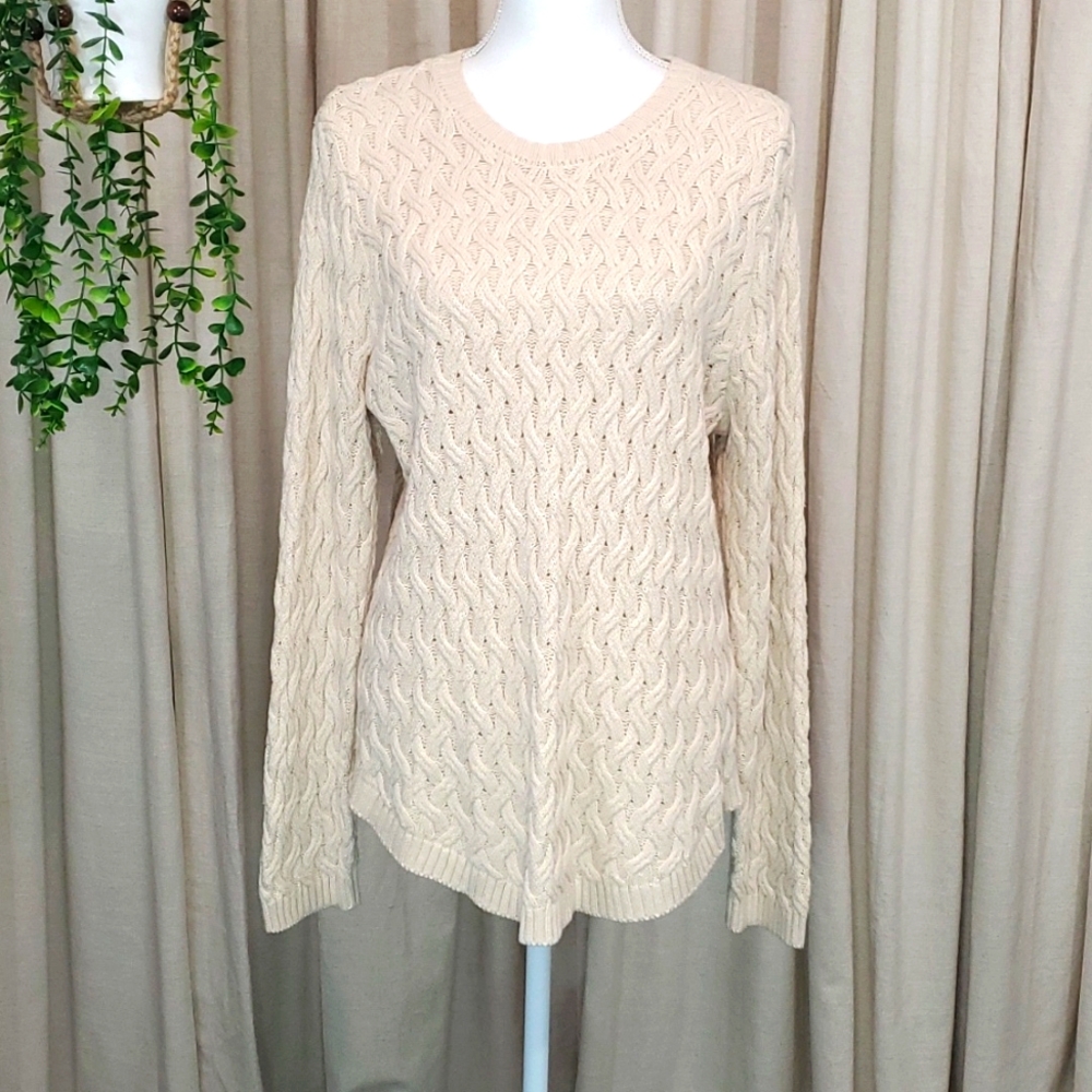 NWT Size XL Jeanne Pierre Cream Knit Sweater
